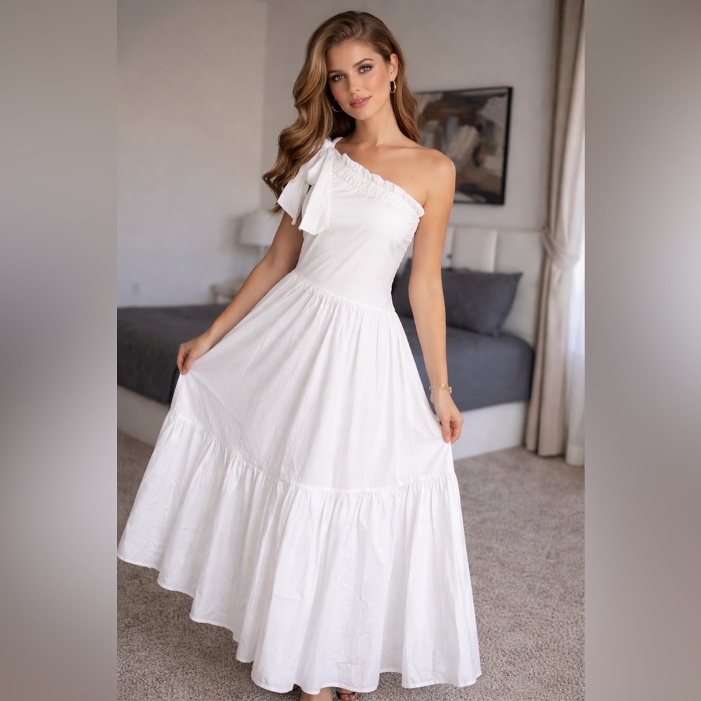 Elegant White One-Shoulder Dress